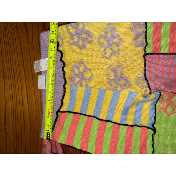 The Ragged Priest Patchwork Knit Flare Pants Multicolor Floral Striped - Picture 8 of 12